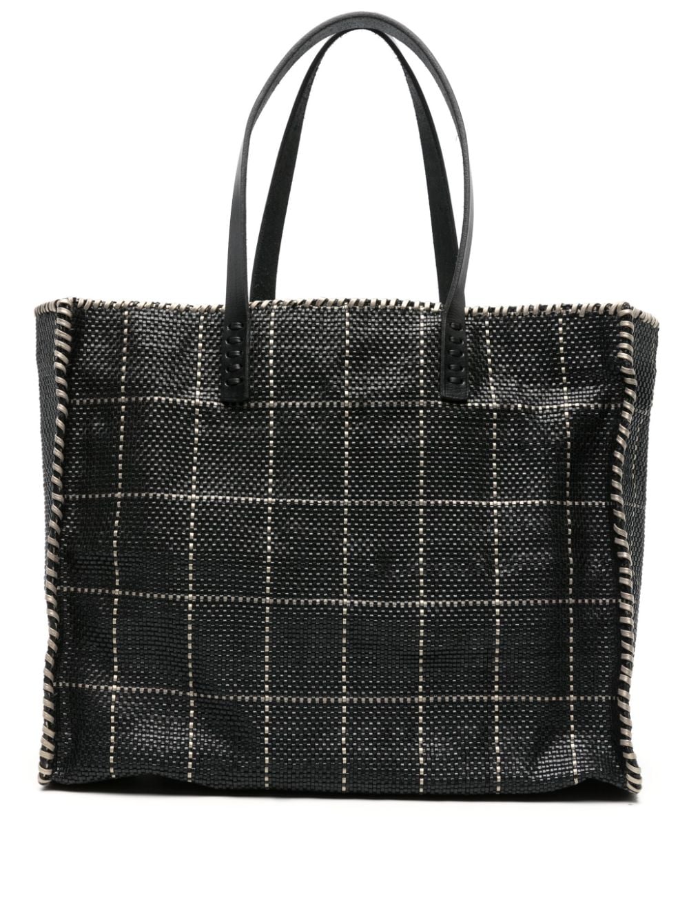 Dragon Diffusion Checked Leather Tote Bag In Schwarz