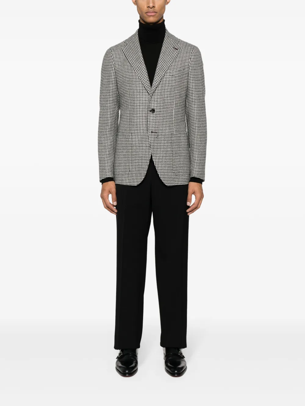 Tagliatore houndstooth-pattern single-breasted blazer - Zwart