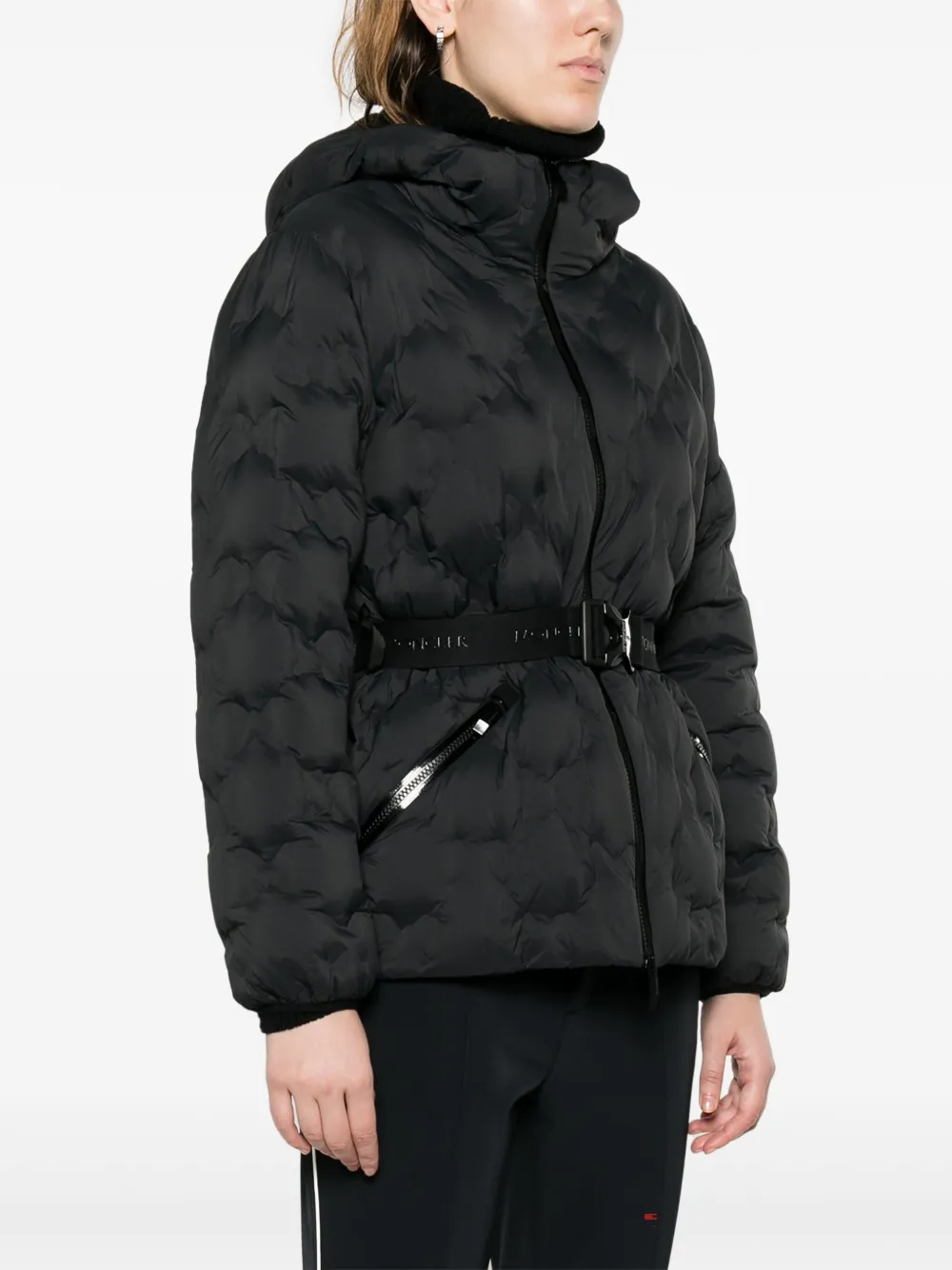 Moncler Donsjack met ceintuur Zwart