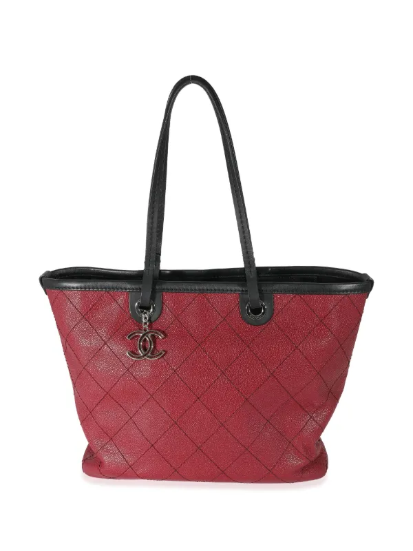 CHANEL Pre-Owned 2014 Fever diamond-stitched Tote Bag Red