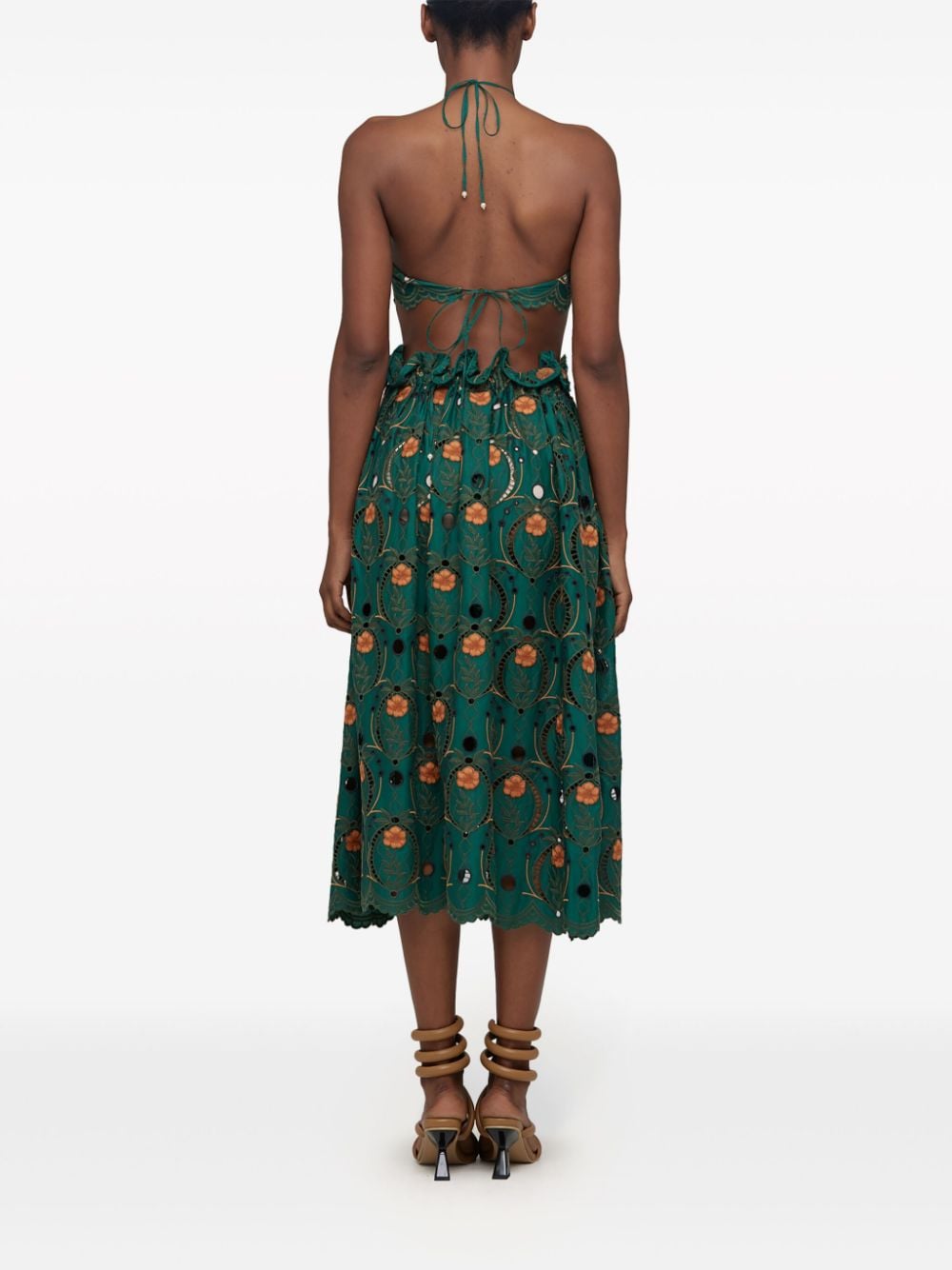 Shop Agua By Agua Bendita Regina Embroidered-design Skirt In Green