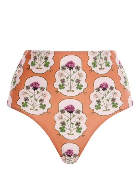 Agua By Agua Bendita Magenta Trébol embroidered bikini bottoms 