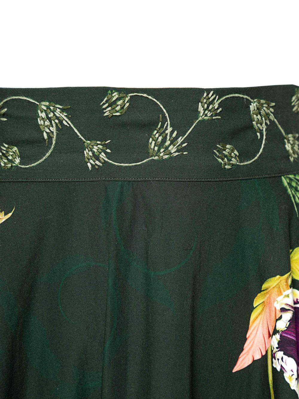 Shop Agua By Agua Bendita Bergamota Marina Floral-embroidery Skirt In Green