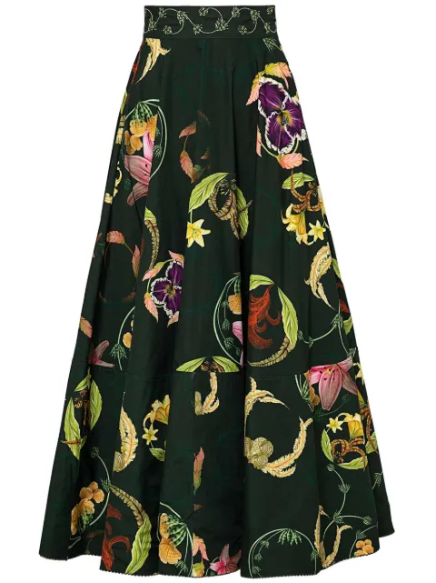 Agua By Agua Bendita Bergamota Marina floral-embroidery skirt 