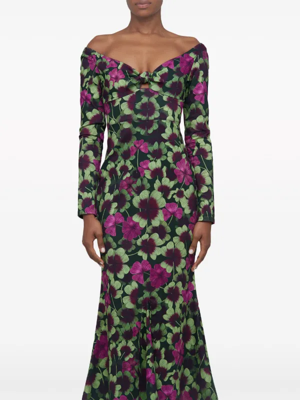 Agua by Agua Bendita Nube Fortuna Floral-print Maxi Dress - Black