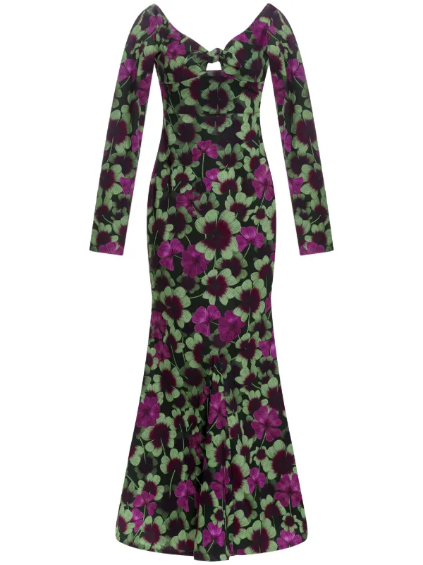 Agua by Agua Bendita Nube Fortuna Floral-print Maxi Dress in Black