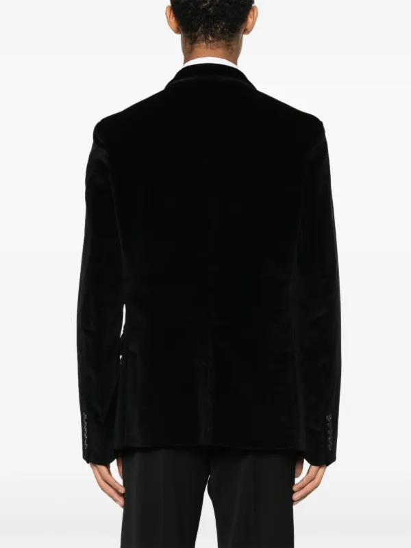 Gucci Pre-Owned 2000s leather-trimmed velvet-effect Blazer Black