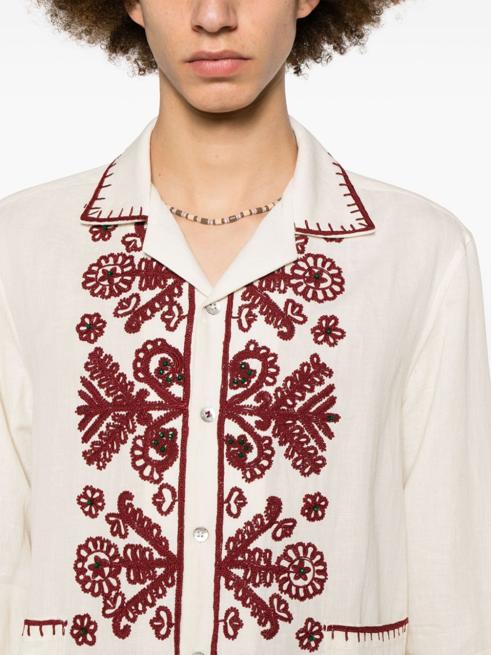 Shop Baziszt Fouger Embroidered-detailed Shirt In Nude
