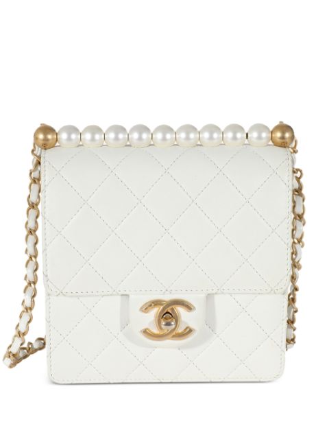 HOT SALE CHANEL pearl-strap diamond-quilted bag Women