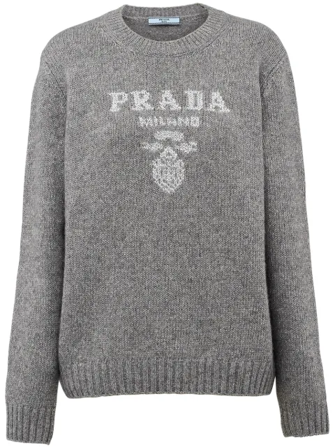 Prada logo-intarsia lamé cashmere jumper