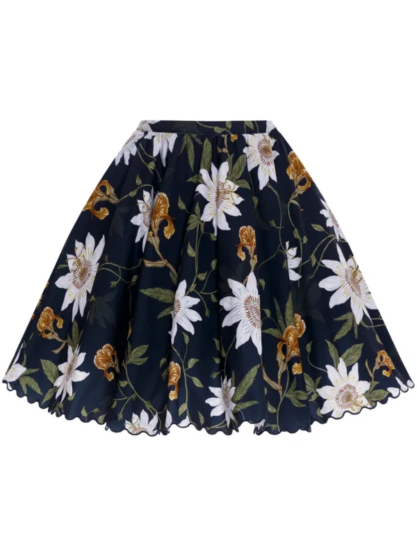 Agua by Agua Bendita Leonora Pasiflora Flared Skirt in Blue