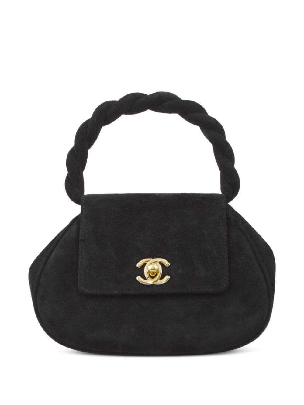 Pre-owned Chanel 1997 Cc Turn-lock Twisted Handbag In Black