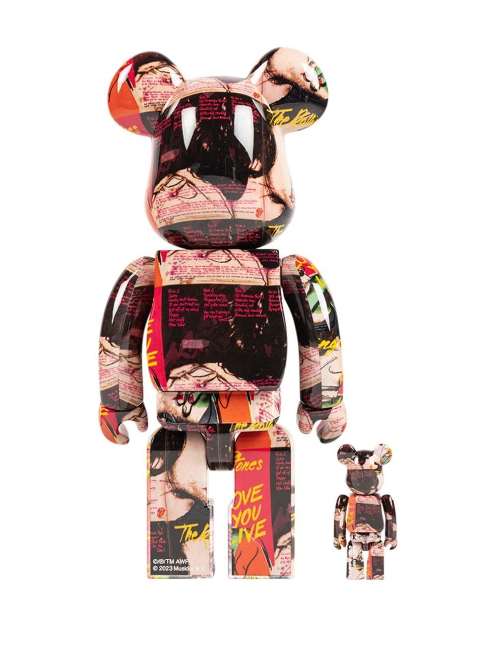 Shop Medicom Toy X Andy Warhol The Rolling Stones (love You Live) Be@rbrick 100% And 400% Figure Set In Brown