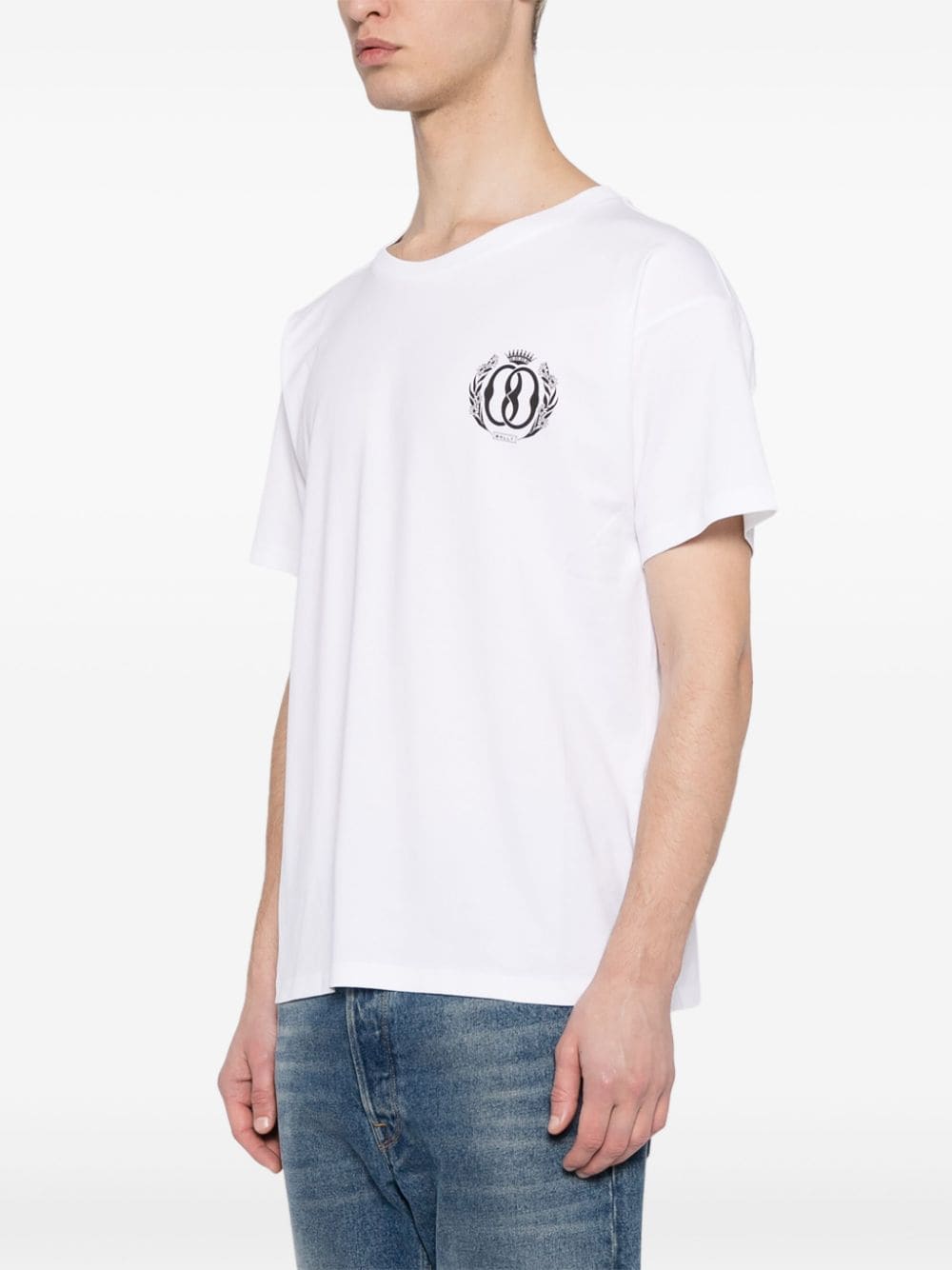 Shop Bally Logo-print Organic Cotton T-shirt In White
