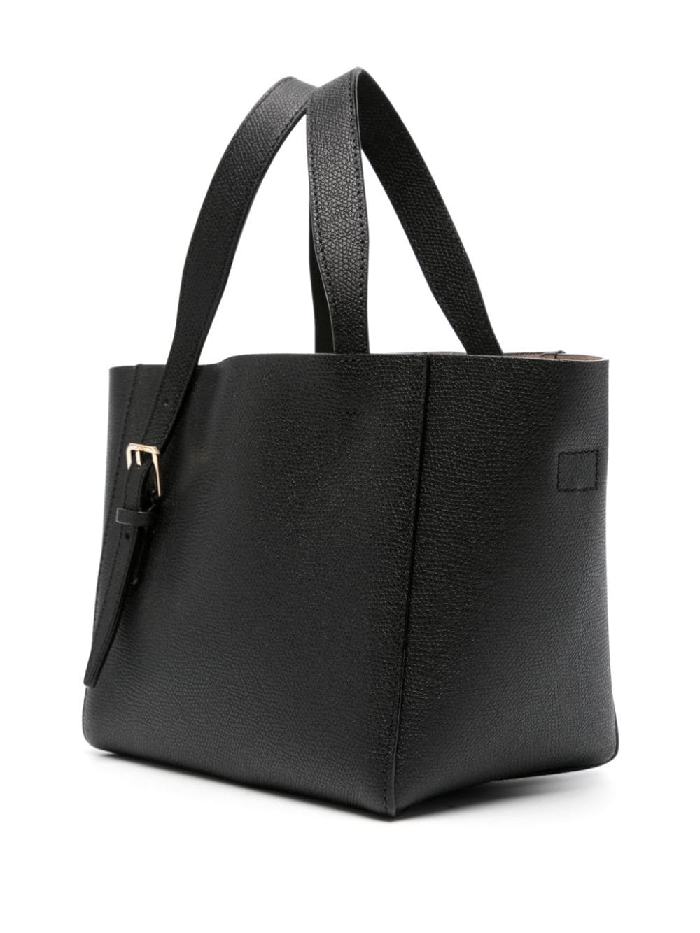 Shop Valextra Soft Bucket Micro Leather Tote Bag In Black
