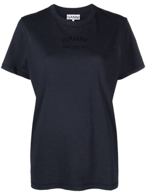 GANNI logo-print organic cotton T-shirt