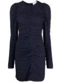 GANNI checkered seersucker mini dress - Blue