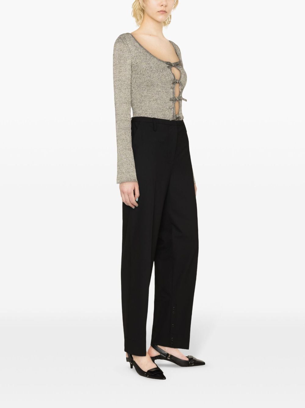 Shop Ganni Mid-rise Tailored Trousers In Schwarz