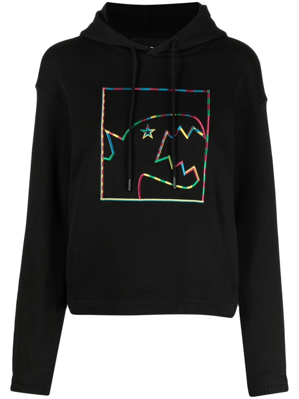 Sport B. By Agnès B. Dino Box-embroidered Cotton Hoodie In Black