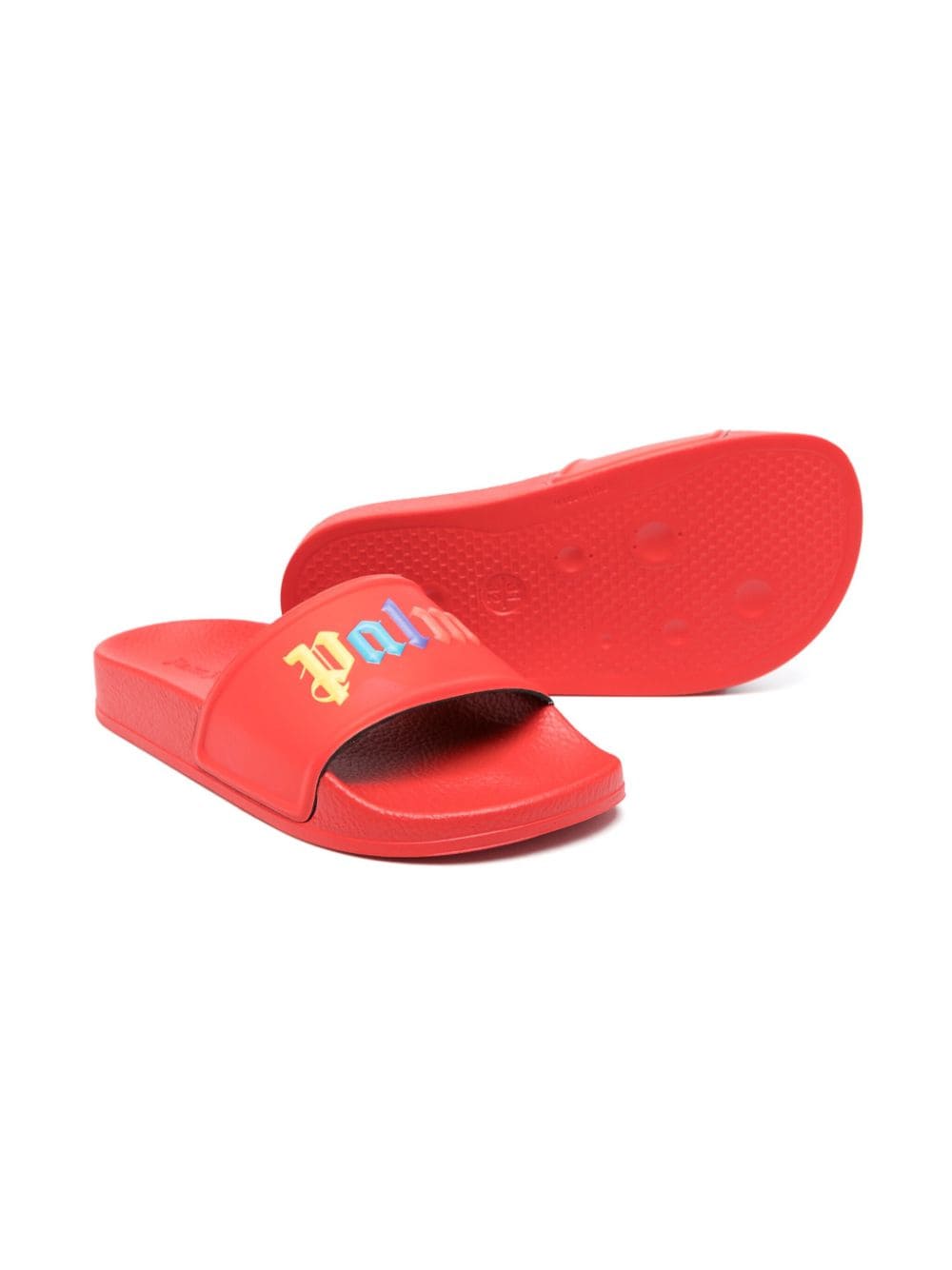 Palm Angels Kids Gevormde slippers met logo-reliëf - Rood