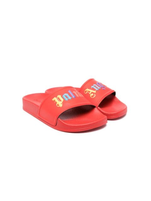 Palm Angels Kids logo-embossed moulded slippers
