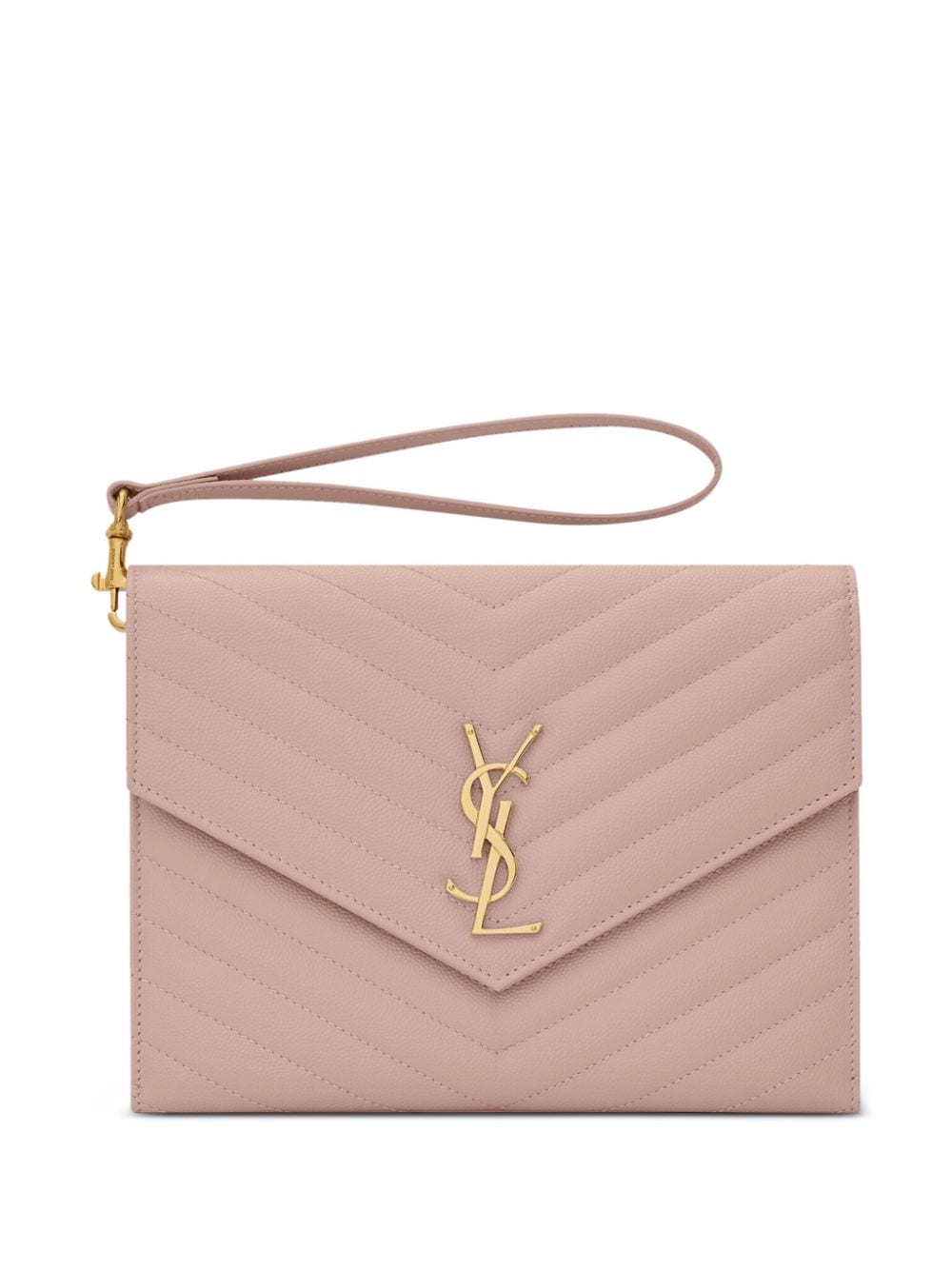 Saint Laurent Cassandre Envelope-flap Clutch Bag In Pale Pink