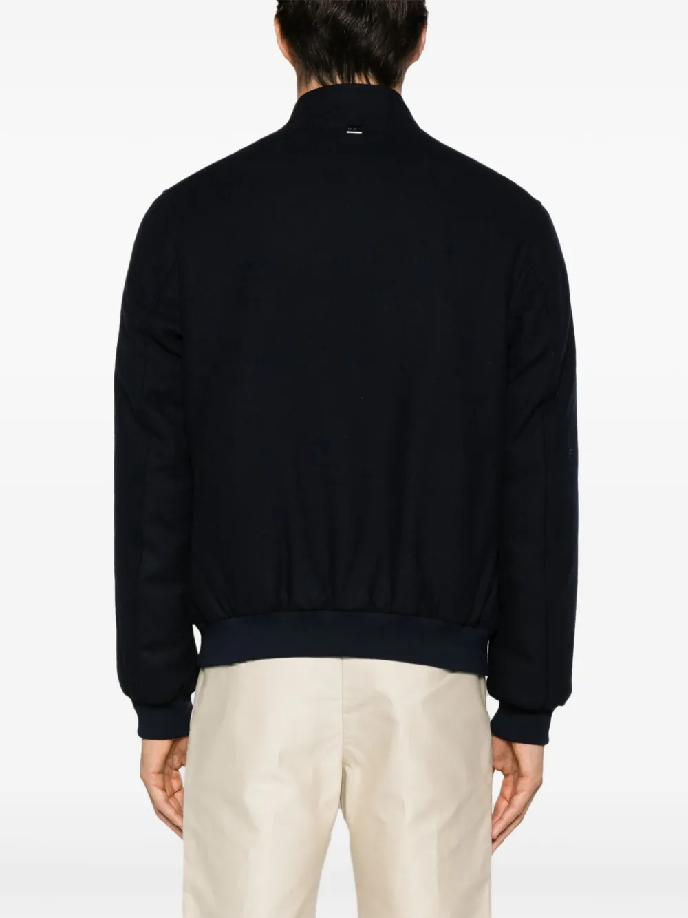 Corneliani Padded Wool Blend Bomber Jacket In Blue