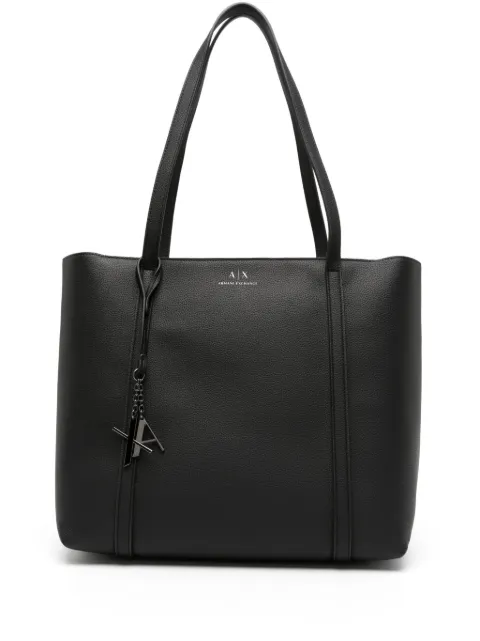 Armani Exchange logo-charm grained tote bag