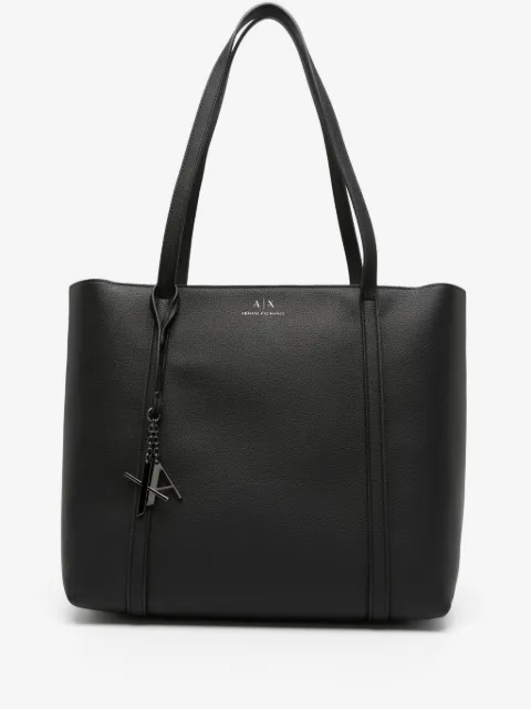 Armani Exchange logo-charm grained tote bag