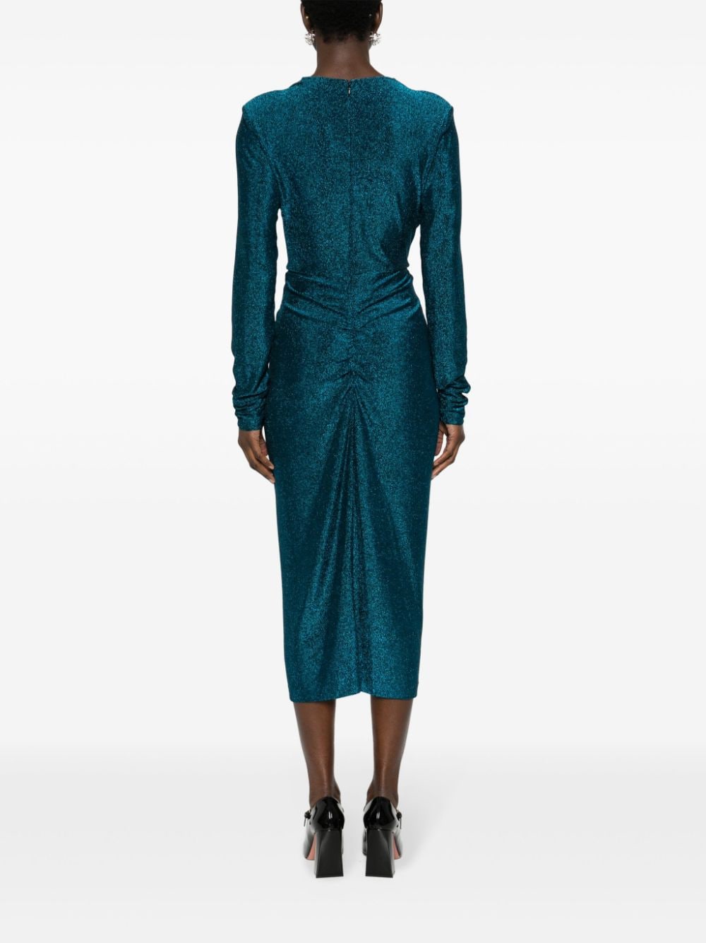 DVF Diane von Furstenberg Midi-jurk met ruches Blauw