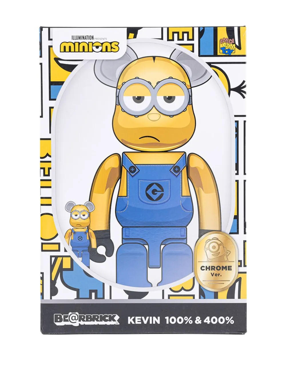 Shop Medicom Toy X Minions Minion Kevin (chrome Ed.) Be@rbrick 100% And 400% Figure Set In Black