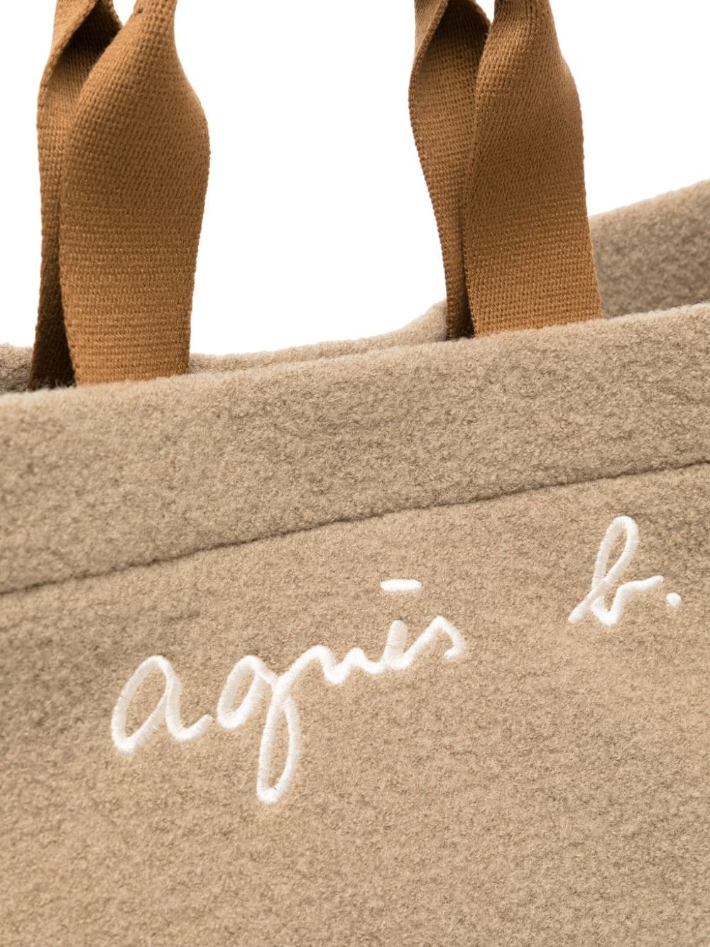 Shop Agnès B. Logo-embroidered Wool Tote Bag In Brown