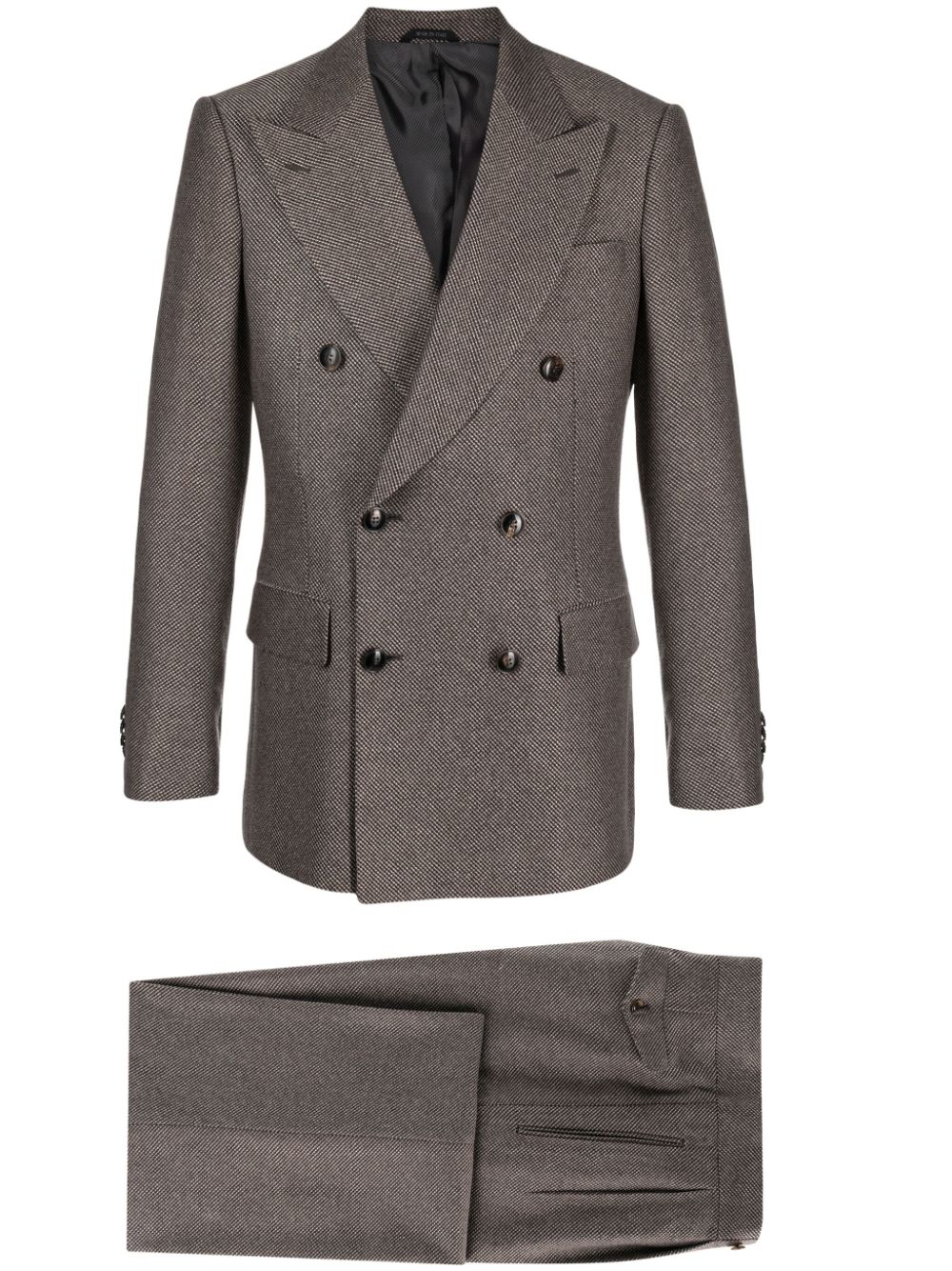 Giorgio Armani Royal Line Double-breasted Suit In Brown