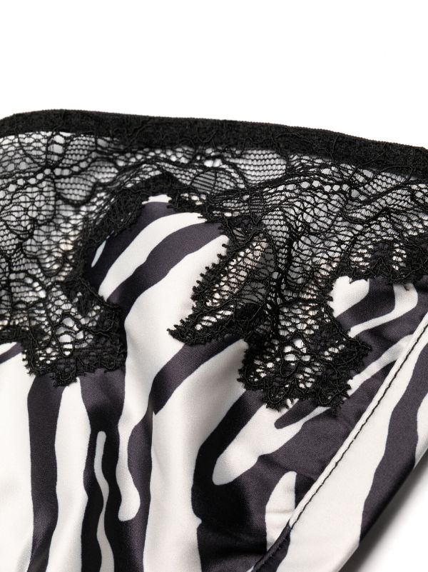 Women Black/White Zebra Print Satin Soft Cup Bra