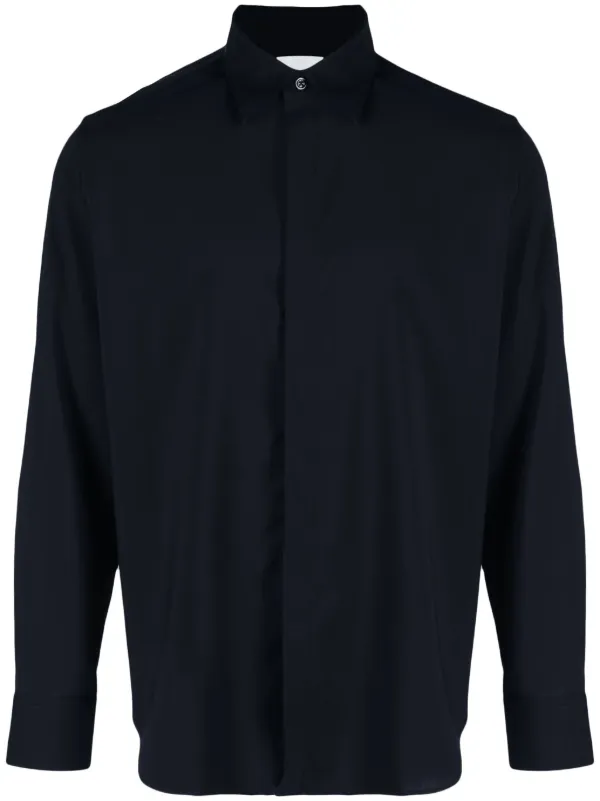 PT Torino Long-sleeved Virgin Wool Shirt in Blue