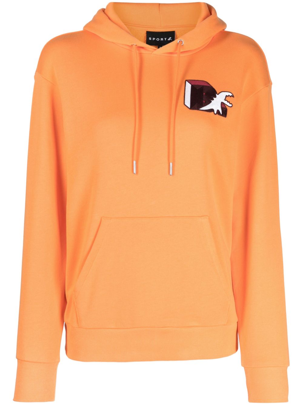 Sport B. By Agnès B. Cubic Dino-embroidered Cotton Hoodie In Orange