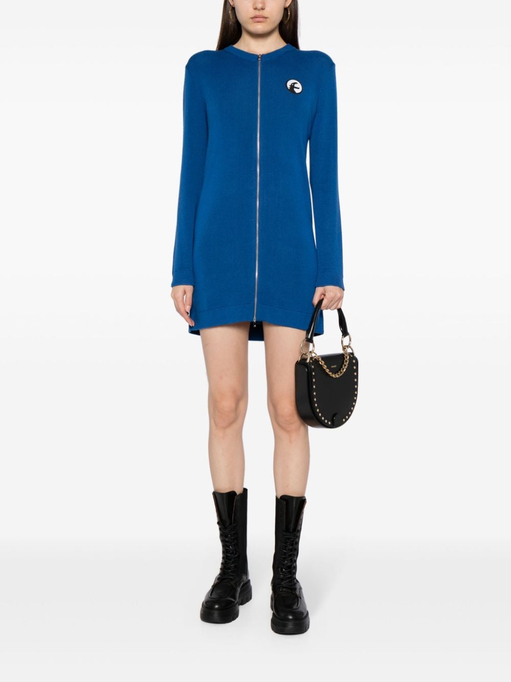 Shop Sport B. By Agnès B. Logo-patch Ribbed-knit Minidress In Blue