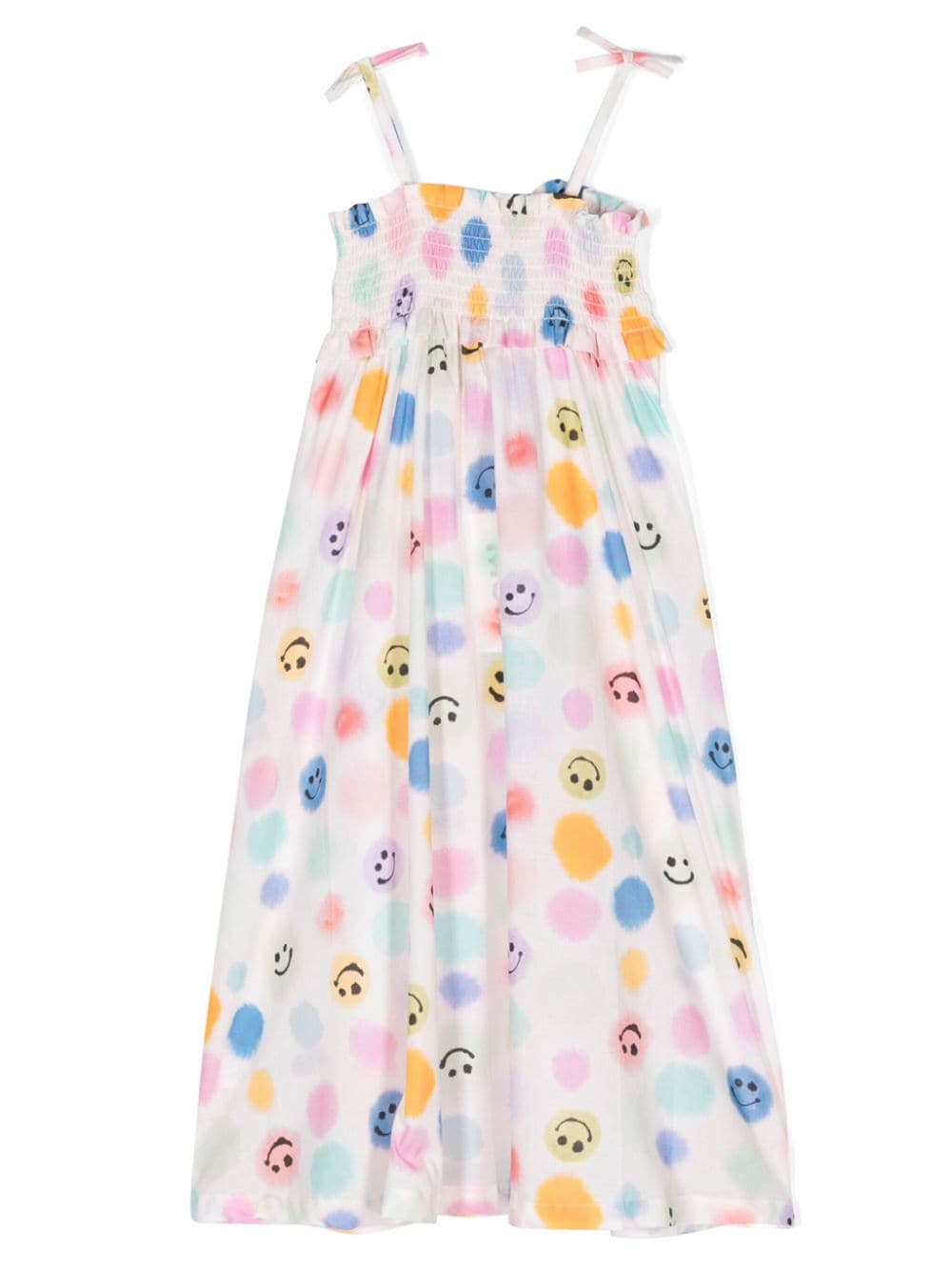 Shop Molo Polka-dot Print Organic Cotton Dress In Neutrals