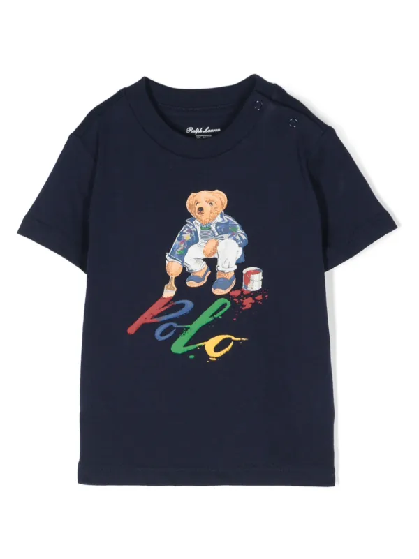 POLO RALPH LAUREN KIDS Teddy Bear Cotton T shirt Blue FARFETCH IN