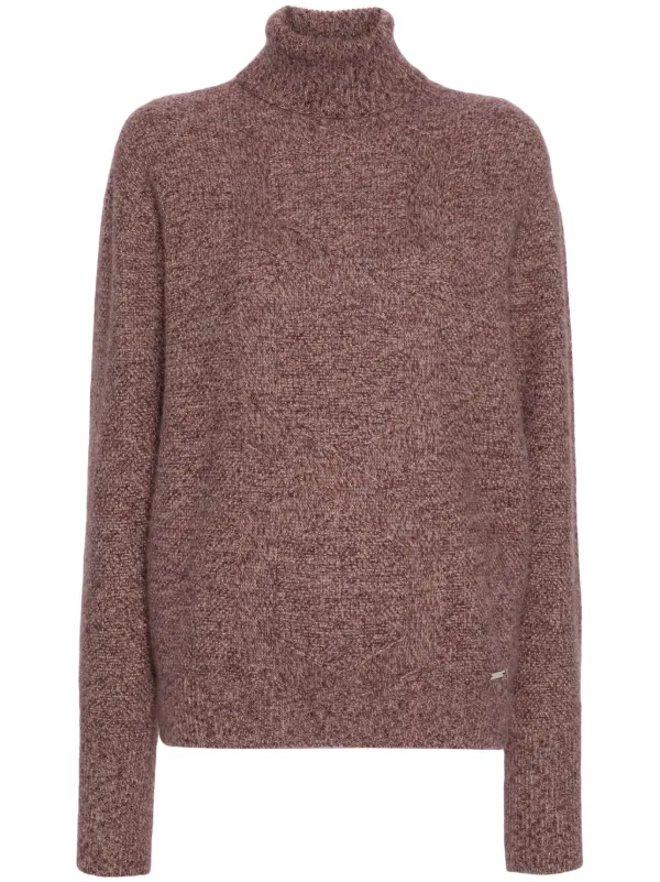 Kiton Roll-neck Speckle-knit Jumper in Red