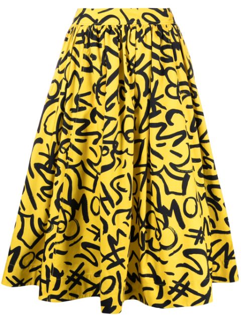 Moschino falda midi con boceto estampado
