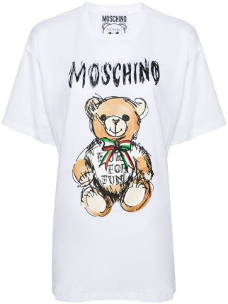 Moschino deals Womens Teddy Bear Circus White Cotton Oversized T-shirt