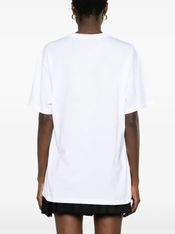 Moschino logo-embroidered Cotton T-shirt | White | FARFETCH