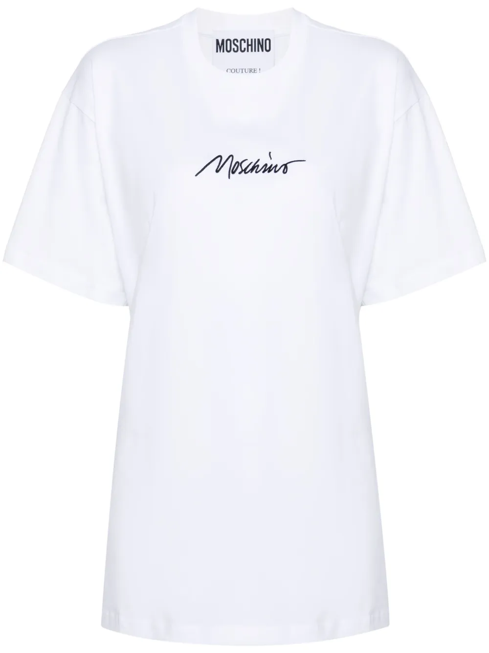 Moschino Logo-embroidered Cotton T-shirt In White