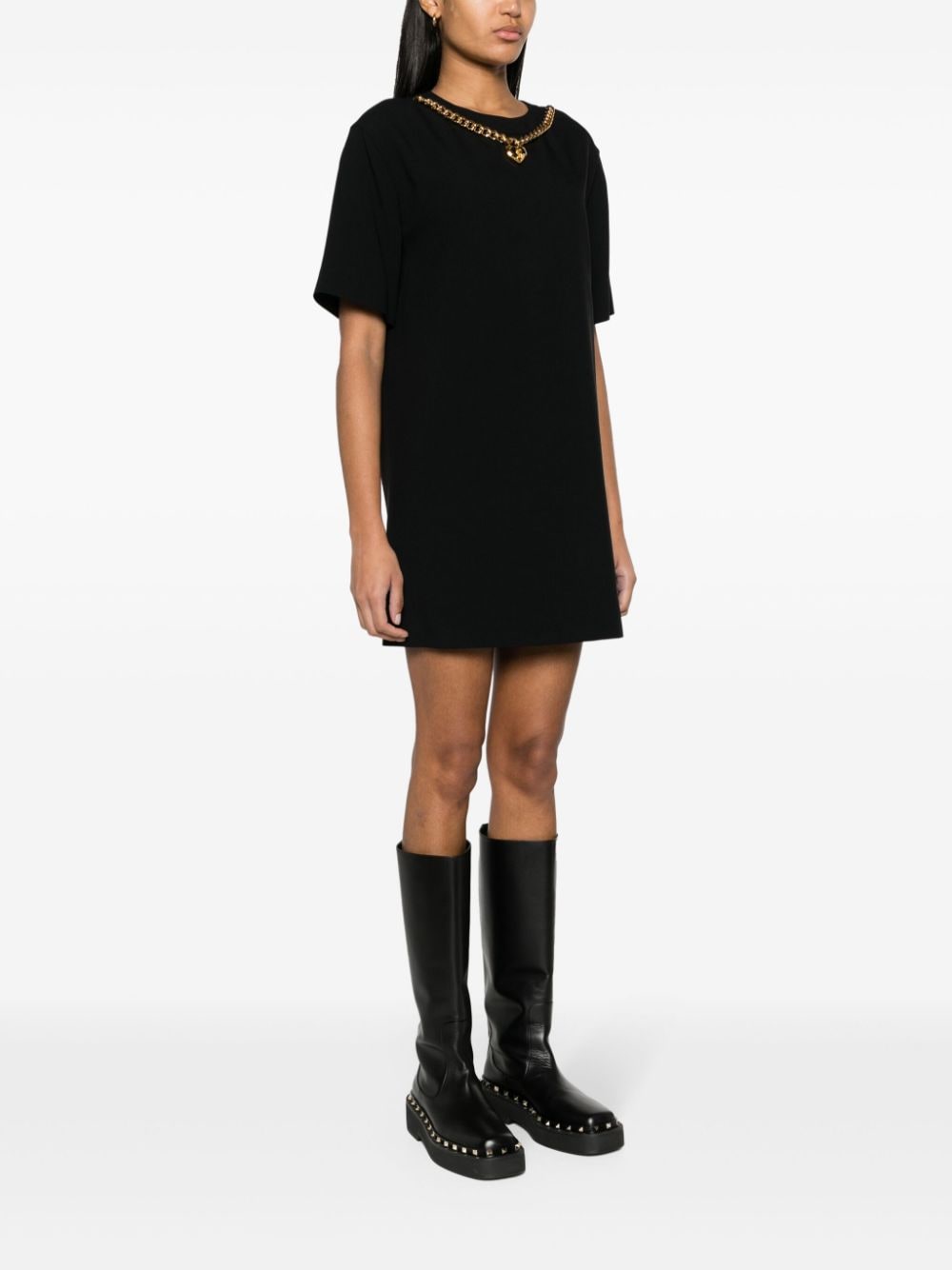 Moschino Mini-jurk van crêpe met bedel Zwart