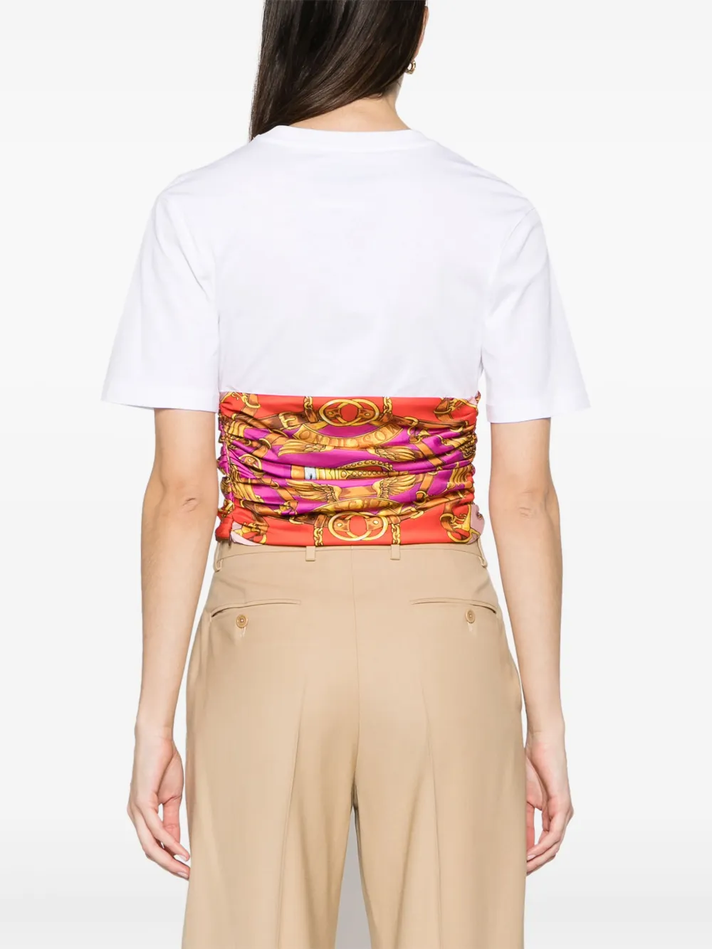 Shop Moschino Scarf-trim Cropped T-shirt In White