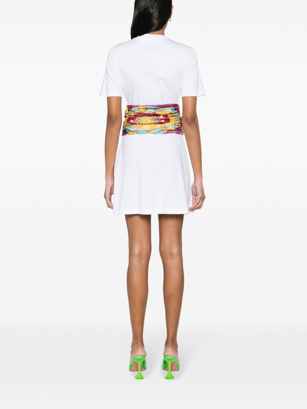 Shop Moschino Attached-scarf Cotton T-shirt Dress In White