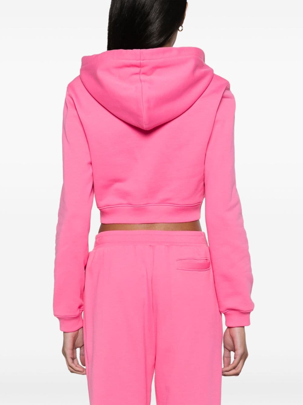 Shop Moschino Logo-lettering Cropped Hoodie In Pink