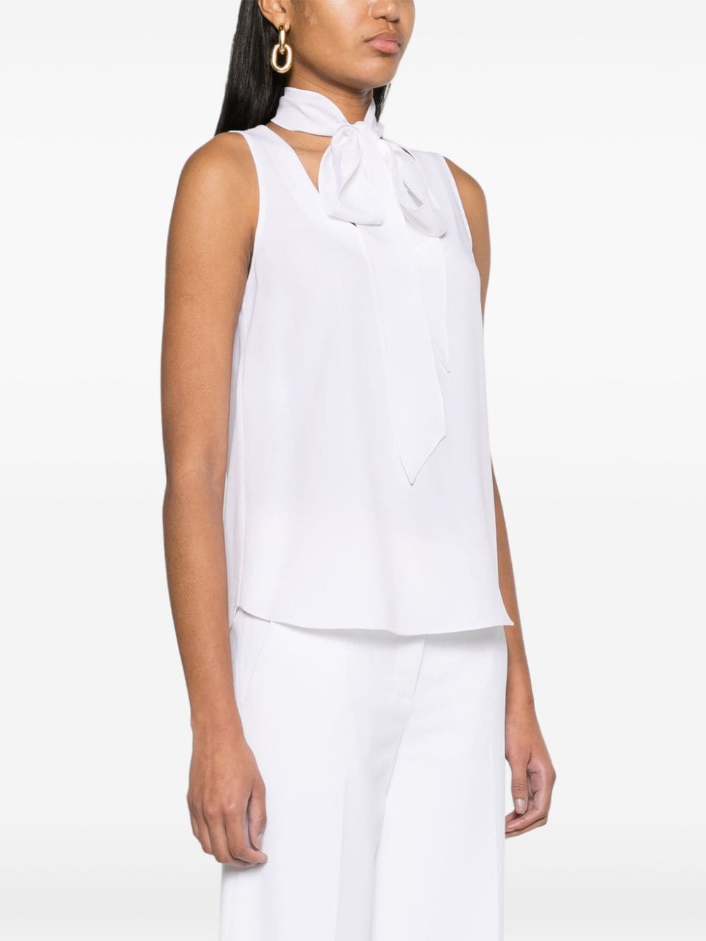 Shop Moschino Sleeveless Crepe Top In White