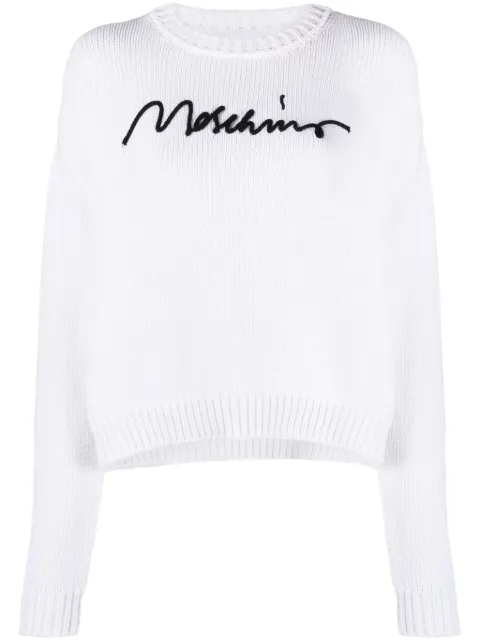 Moschino logo-embroidered ribbed jumper